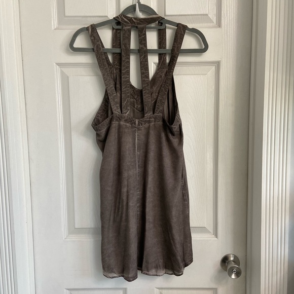 RVCA Tunnel Vision Tank Top Size Small Gray Long A-Line V-Neck - Picture 3 of 5